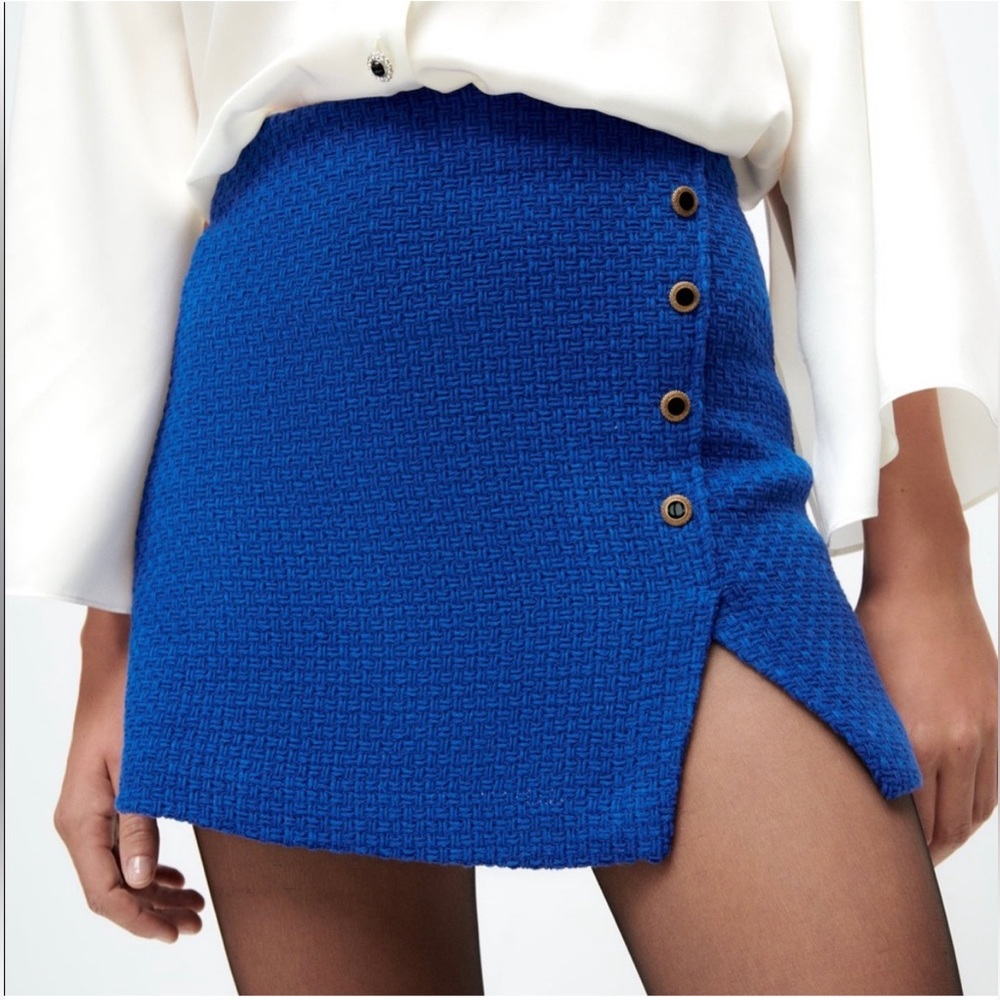 Zara blue tweed skirt